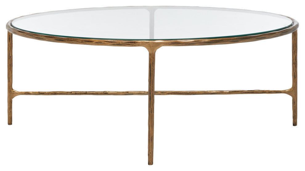Safavieh Couture Jessa Oval Metal Coffee Table, Brass