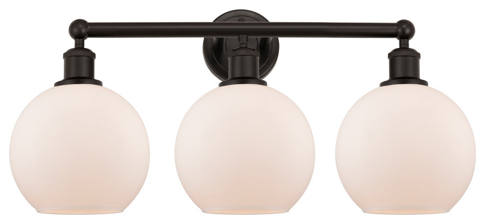 Athens 3-Light 26" Bath Vanity Light, Oil Rubbed Bronze, Matte White