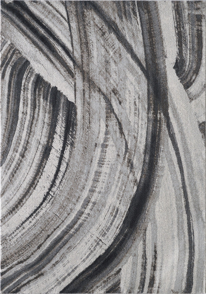 Illusions Elements Abstract Watercolor Area Rug, Ivory/Grey, 5'3 X 7'7