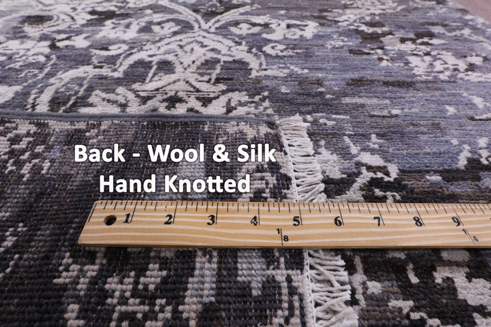 Runner Modern Hand-Knotted Wool and Silk Rug 2' 10" X 14' 0" Q10331