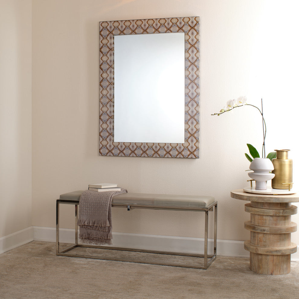 Shelby Leather Bench, Grey