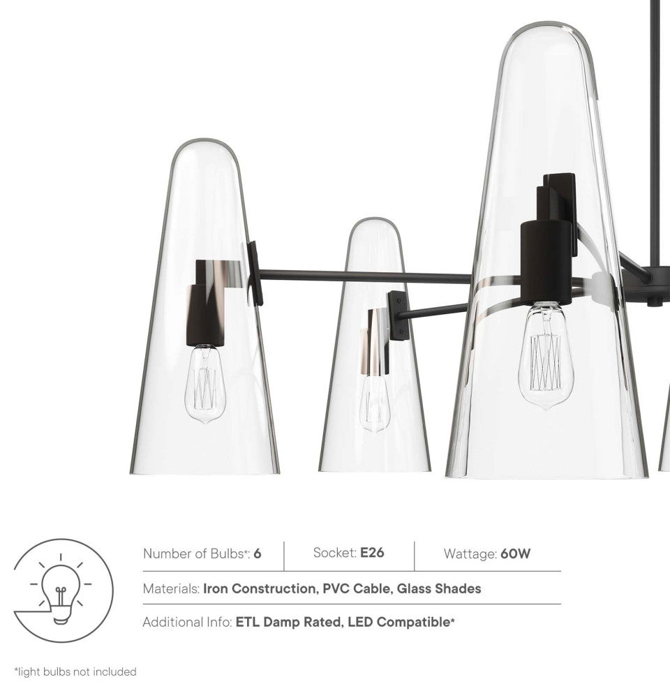 Beacon 6-Light Chandelier, Clear Black