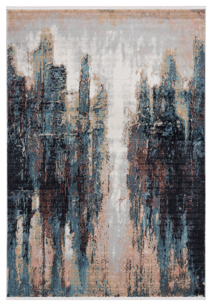 Abani Azure Collection AZR140A Contemporary Skyline Teal Beige Area Rug