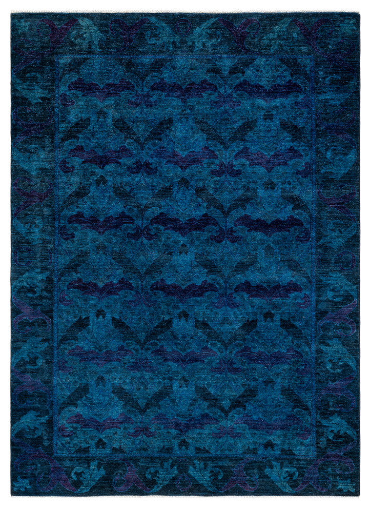 Fine Vibrance, One-of-a-Kind Hand-Knotted Area Rug Blue, 6' 1" x 8' 7"