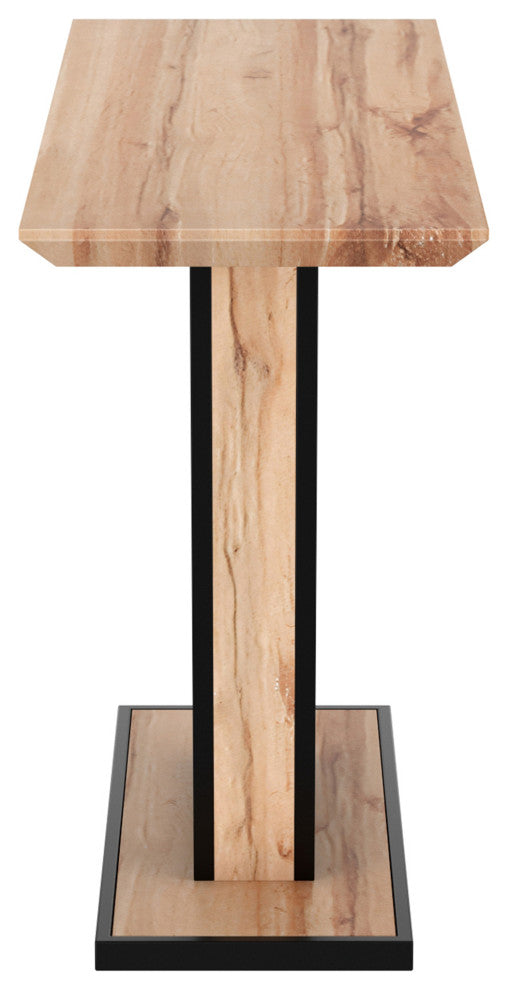 Modern MDF/Metal Console Table, Natural/Black