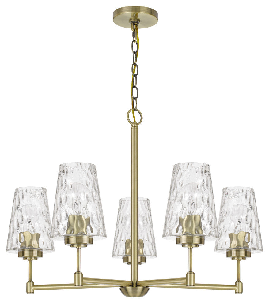 21" Metal Chandelier, Antique Brass