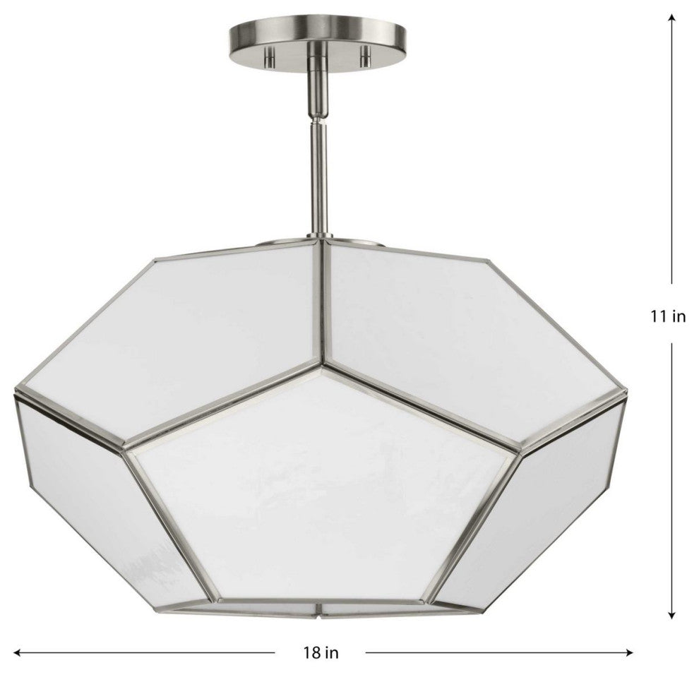 Latham Collection 18" 3-Light Convertible Semi-Flush Mount Light, Brushed Nickel
