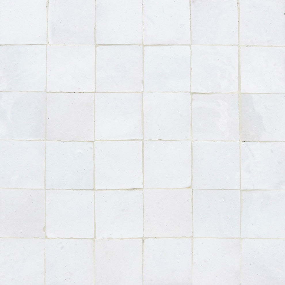 Moroccan Handmade Mosaic Tiles 12"x12" Snow White Solid Color, Moroccan Zellige