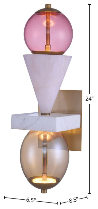 Demi Pink Jade Wall Sconce, Brass