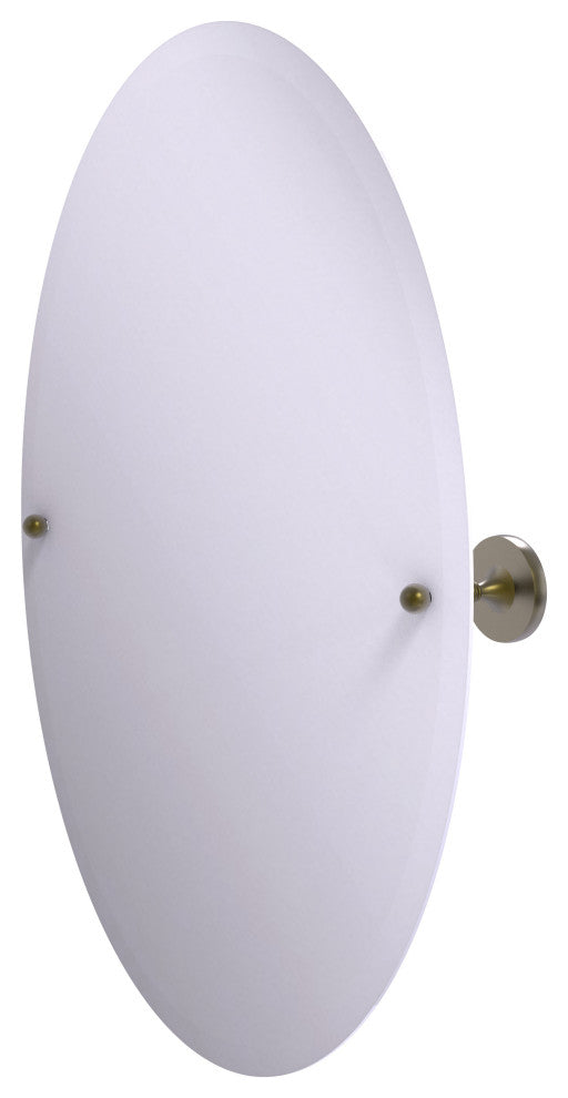 Shadwell Frameless Oval Beveled Edge Tilt Mirror, Antique Brass