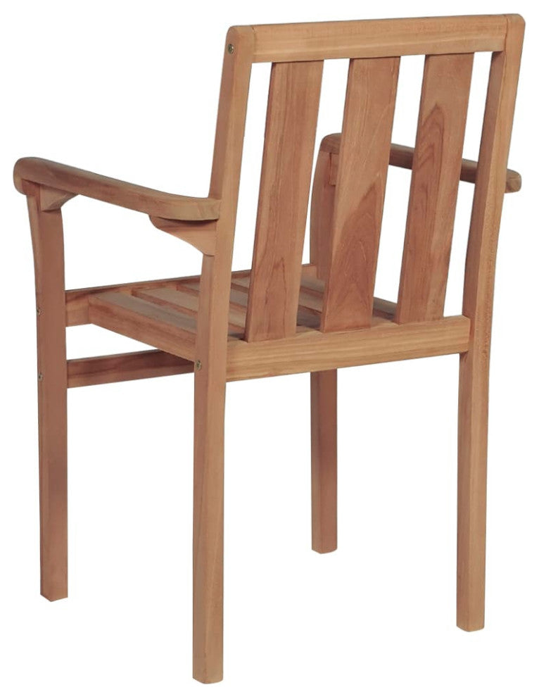 vidaxL 4x Solid Teak Wood Stackable Patio Chairs with Cushions Garden Seat