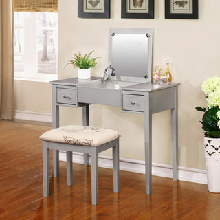 Silver Butterfly Vanity Set, 36W X 18D X 30H, Silver