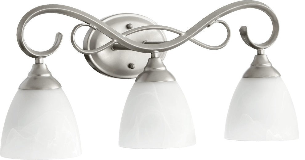 Quorum Powell 3-Light Vanity, Classic Nickel