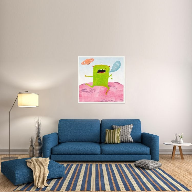 "Alien Friend Number 1" Framed Canvas Giclee by Skip Teller, 43x43"