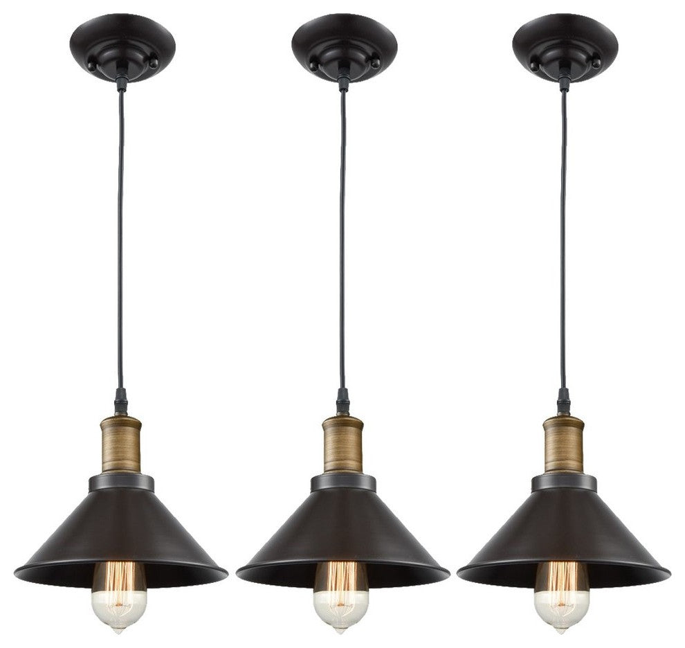 Industrial Vintage Metal Pendant Light, 3 Pack
