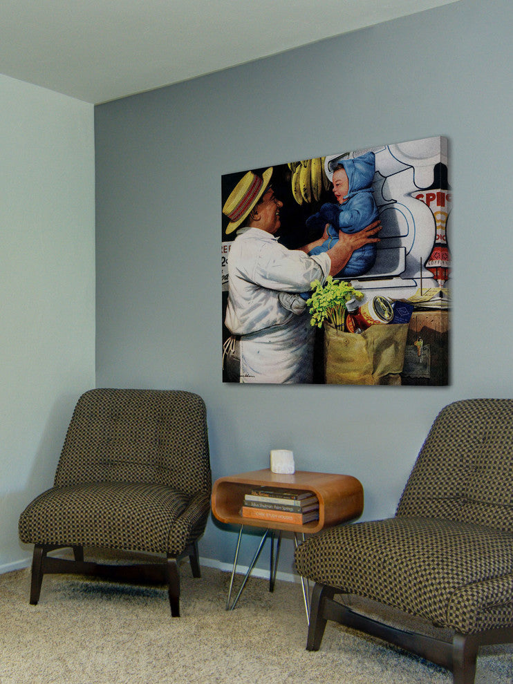 "Babies and Bananas" Painting Print on Canvas by Stevan Dohanos