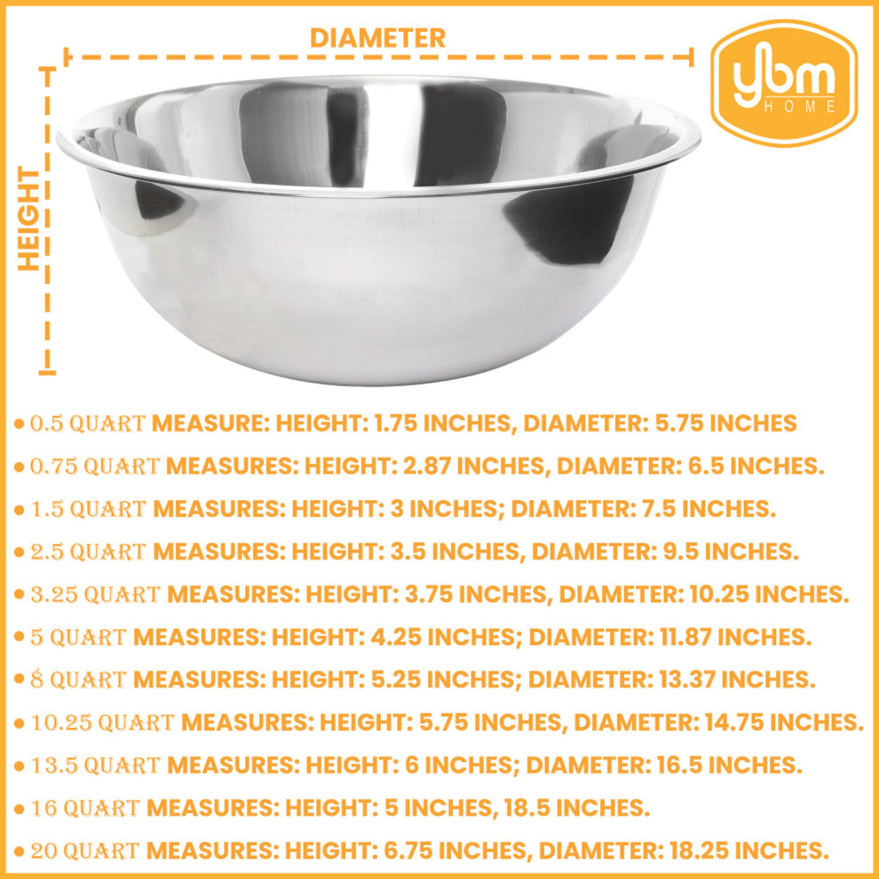 Heavy Duty Stainless Steel Mixing Bowl, 8 Quart