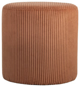 Roy Microsuede Fabric Upholsetered Ottoman/Stool, Cognac, Round