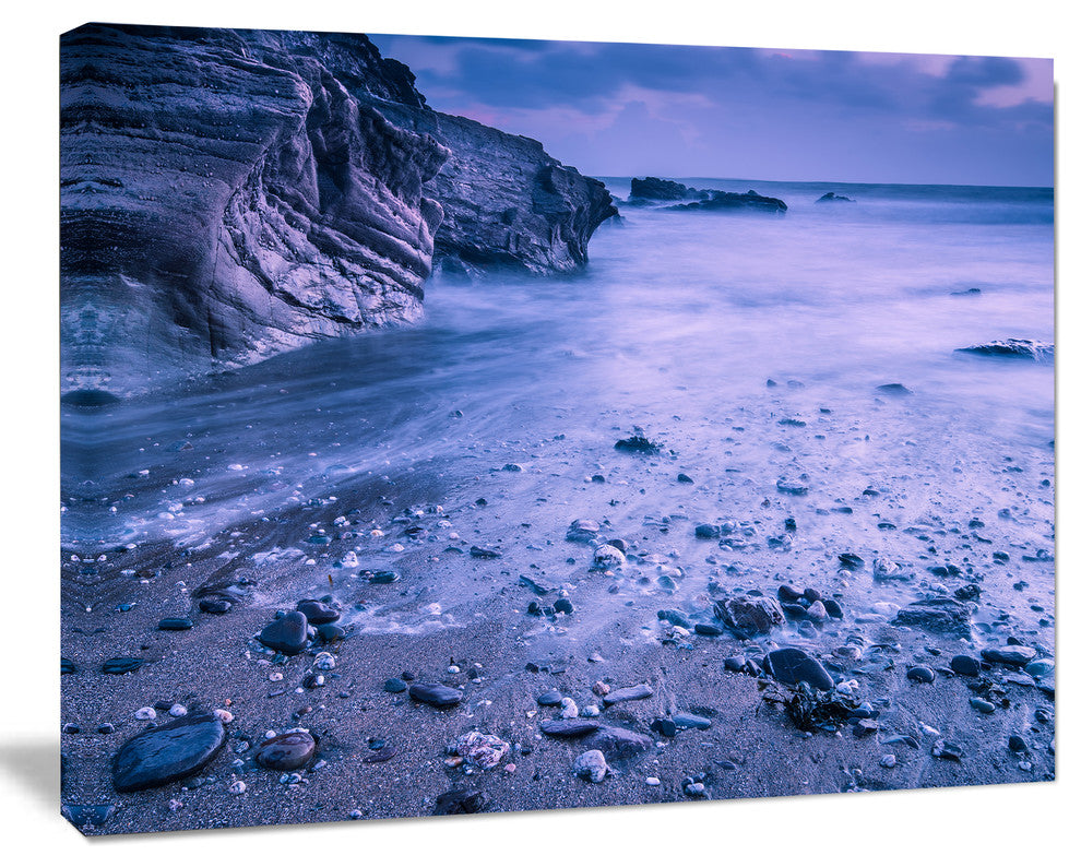 Calm Time Lapse on Beach at Sunset, Large Seashore Canvas Wall Art, 20"x12"