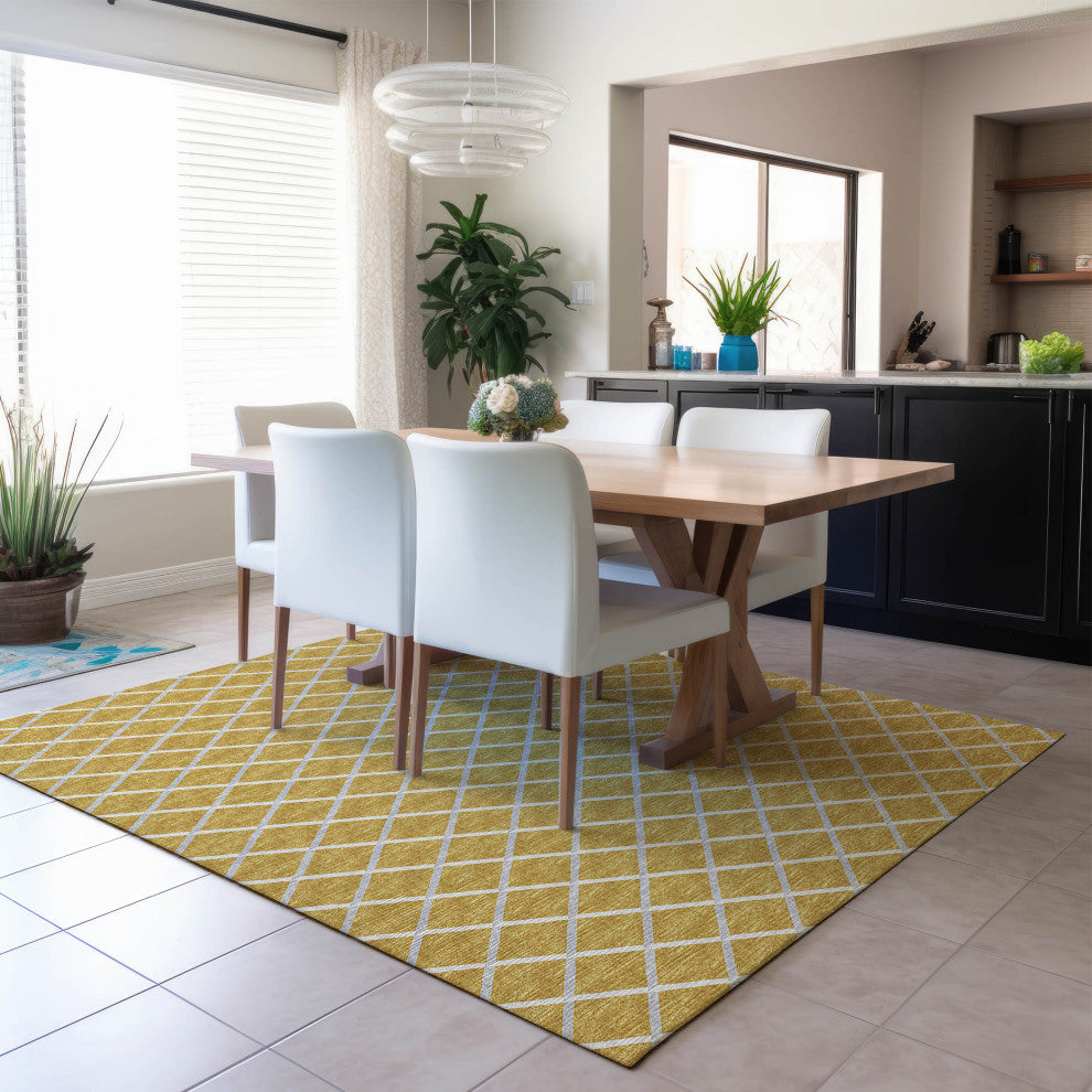 Indoor/Outdoor York YO1 Gold Machine Washable 3' x 5' Rug