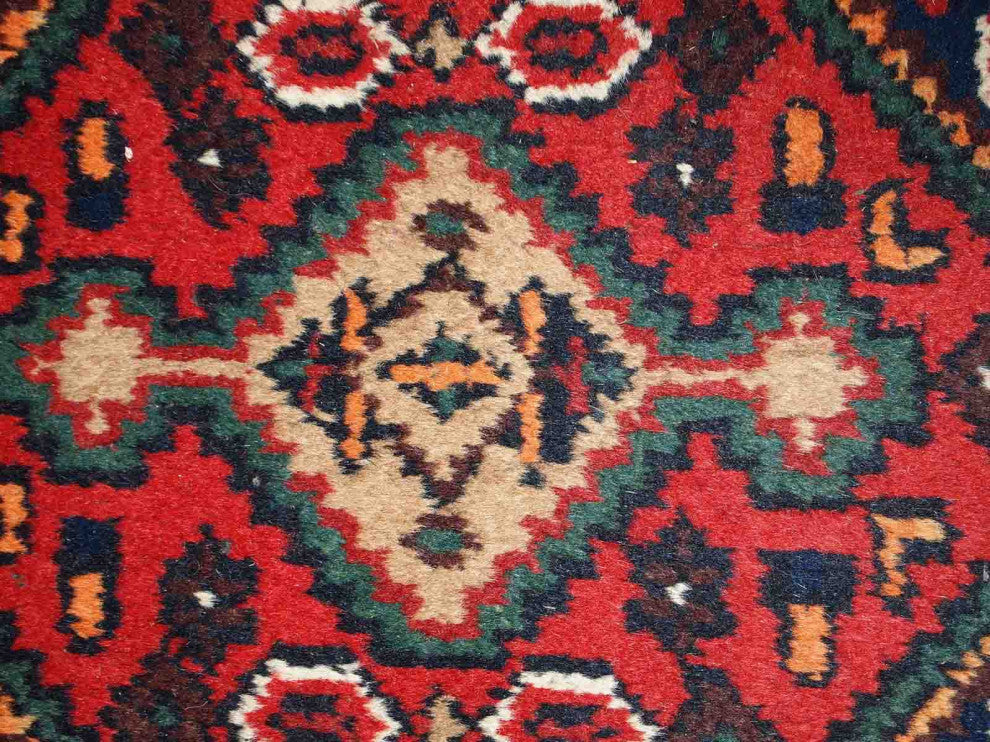 Handmade vintage Persian Hamadan rug 1.3' x 2' (41cm x 61cm) 1970s