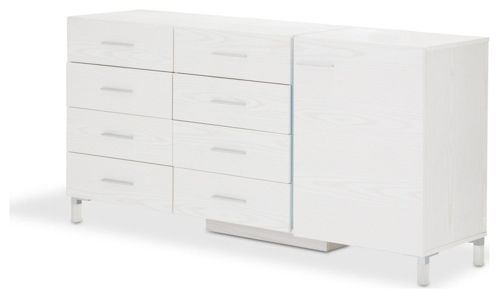 Lumiere 8-Drawer Dresser With LED Lighting, Frost White