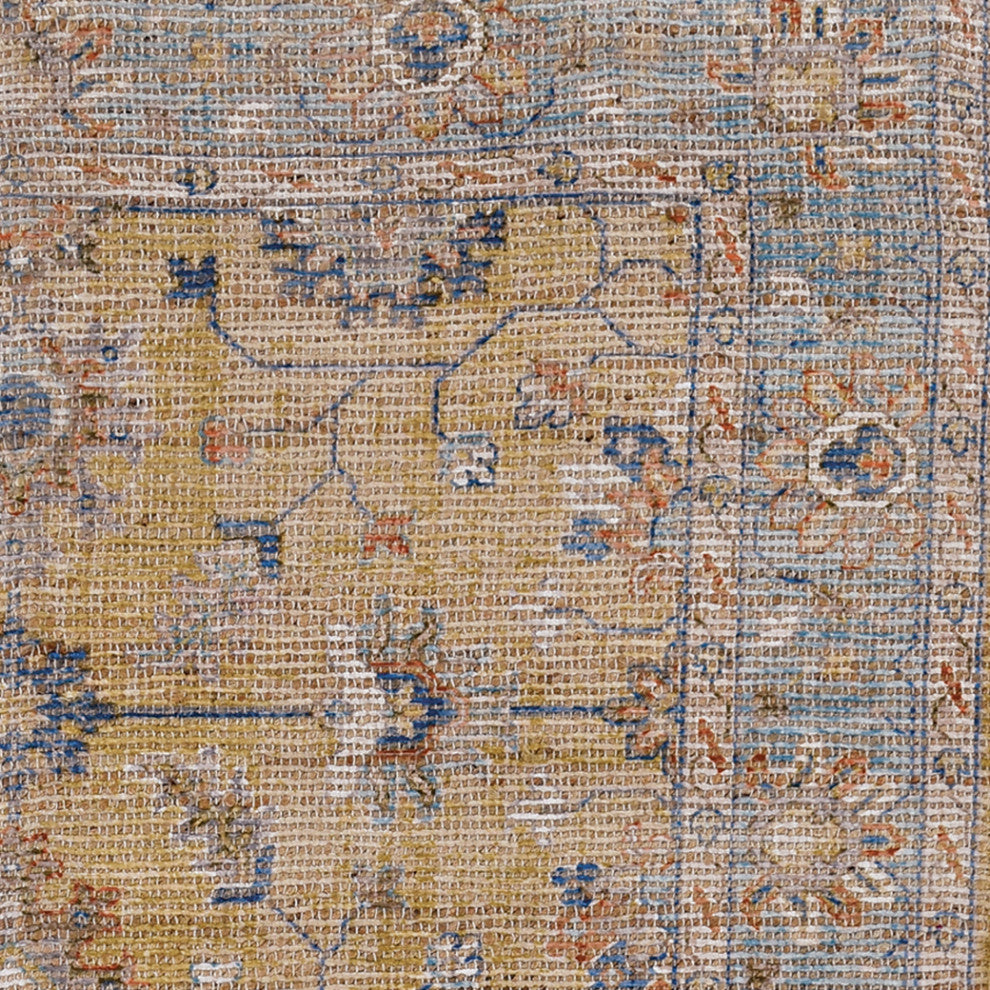 Morris Gold/Light Blue Karissa Distressed Moroccan Accent Rug, 5' X 7'