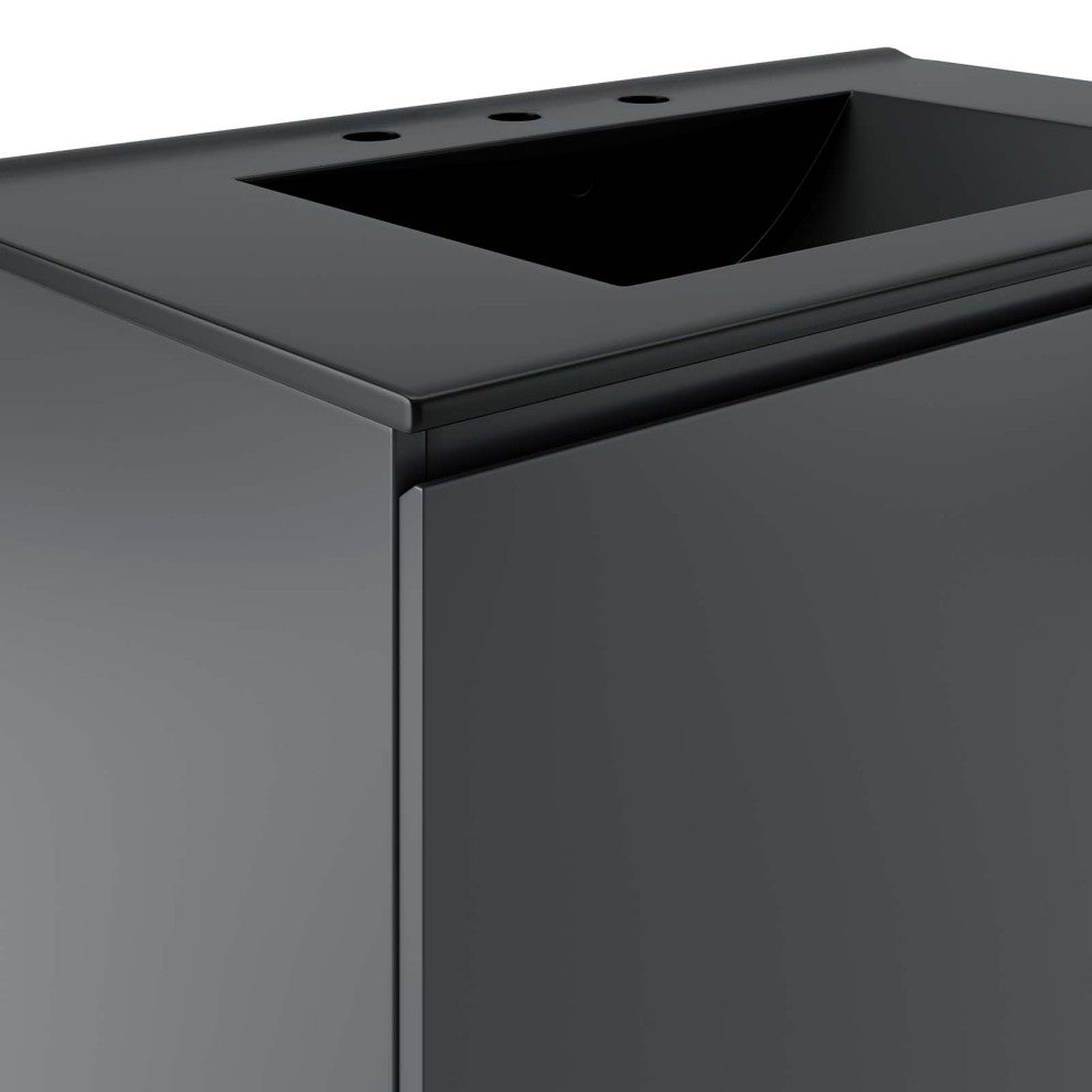 Bryn 30" Wall-Mount Bathroom Vanity, Gray Black