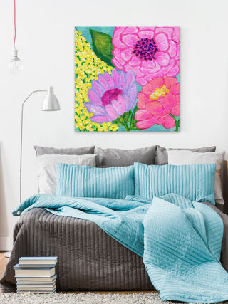 "Four Spring Flowers" Painting Print on Wrapped Canvas, 40"x40"