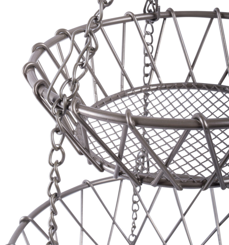 Satin Nickel 3 Tier Hanging Fruit Basket