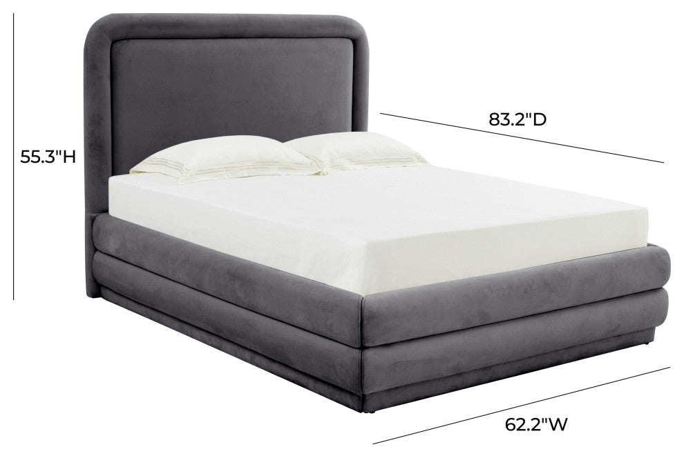 Briella Dark Gray Velvet Bed in Full