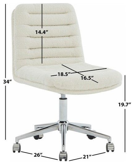 Safavieh Couture Decolin Swivel Desk Chair Ivory / Silver
