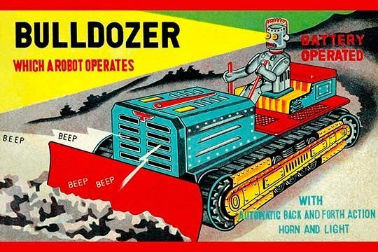 Bulldozer Which a Robot Operates - Canvas Poster 20" x 30"
