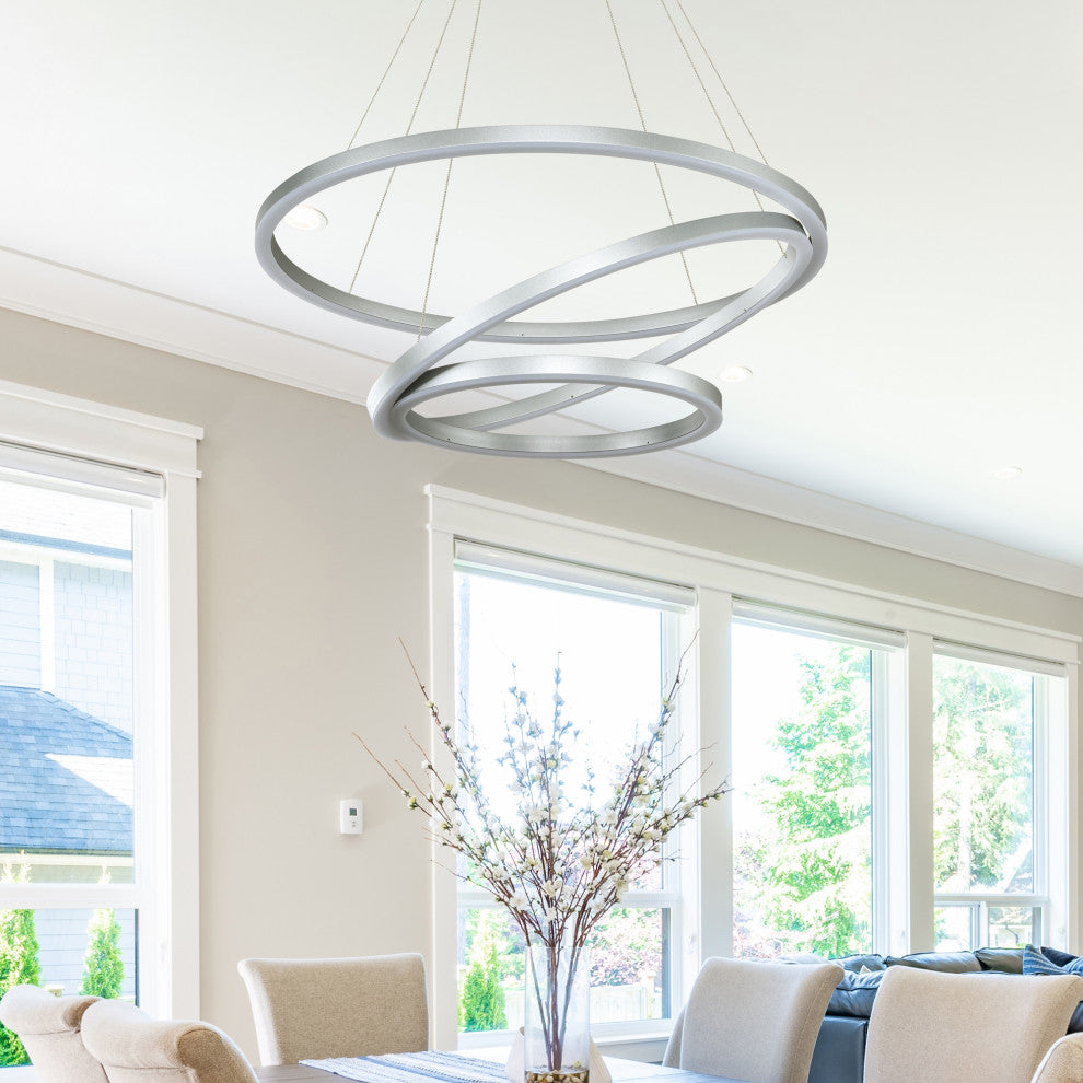 Tania Trio 32" Ring ETL Certified Circular LED Chandelier, Silver
