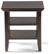 Acadian Solid Wood 19" Square Rustic End Table, Brunette Brown