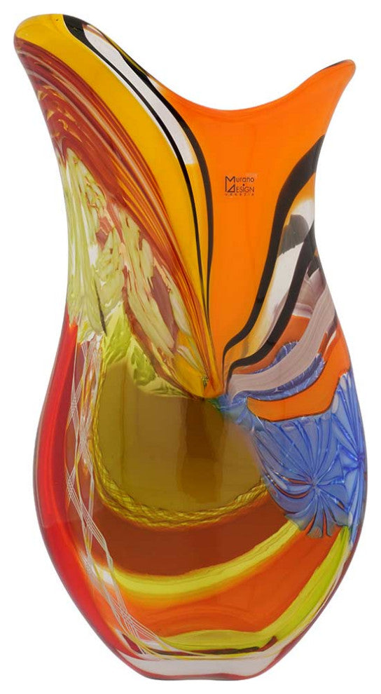 GlassOfVenice Battuto Murano Glass Vase - Morning Sun