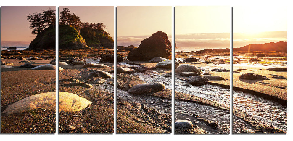 Olympic National Park Coast, Large Seashore Canvas Print, 60"x28", 5 Panels