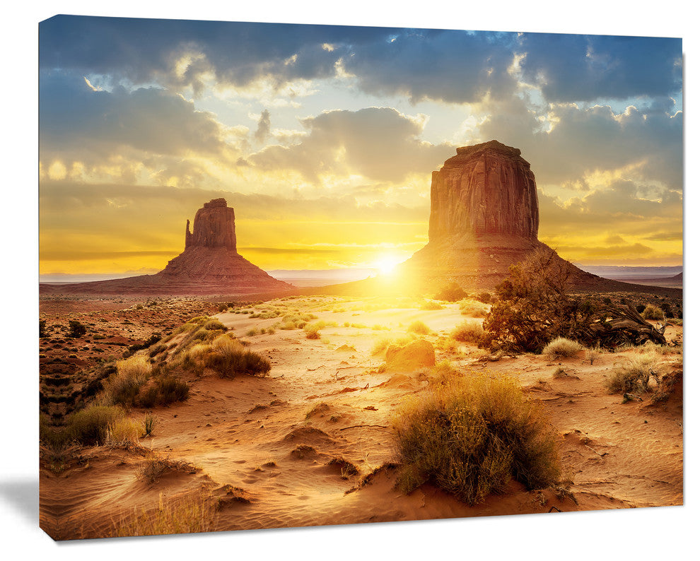 Monument Valley at Sunset, Landscape Canvas Art Print, 40"x30"