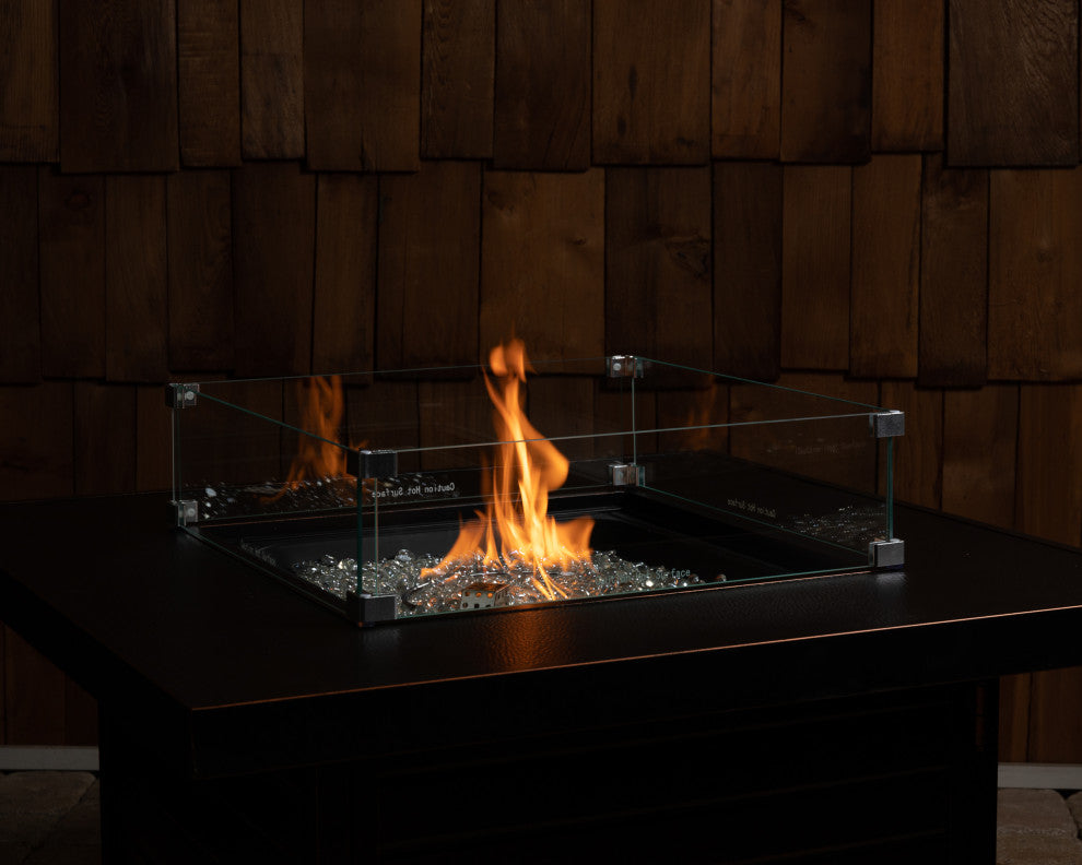 Tempered Glass Wind Guard For Square Fire Pits