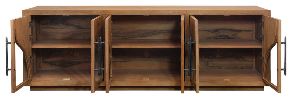 Kate 6-Door Solid Wood Sideboard With Acacia Wood, Natural Finish