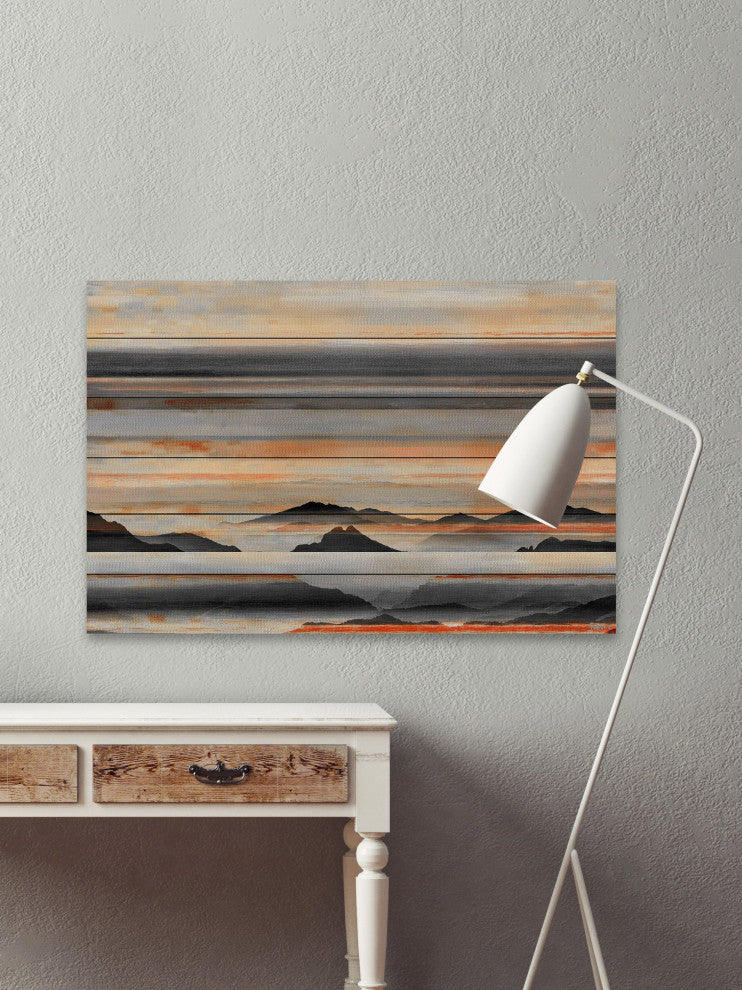 "Desert Mountains" Painting Print on White Wood, 24"x16"