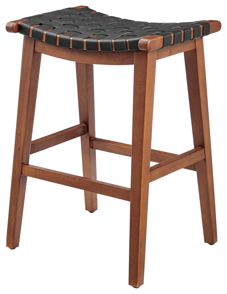 Marco PU Backless Counter Stool, Black/Medium Brown
