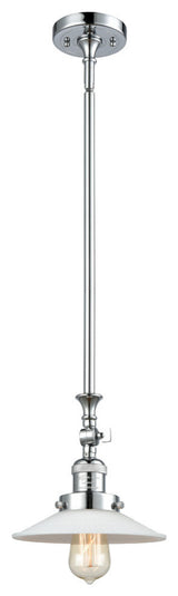 Halophane 1-Light Mini Pendant, Polished Chrome, Matte White Halophane