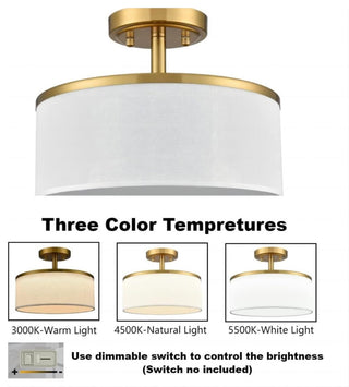 Modern Brass LED Ceiling Light Dimmable 3000K-5500K