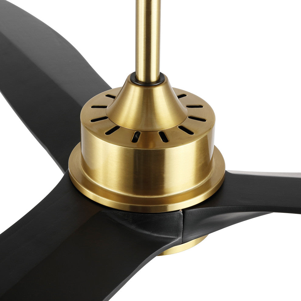 60" 3-Blade Reversible DC Motor Ceiling Fan With Remote, Gold/Black