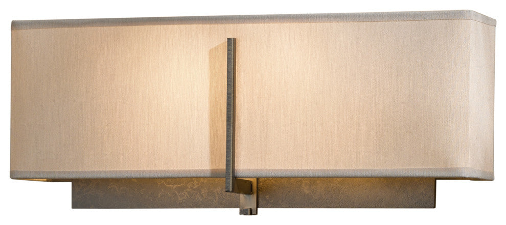 Exos Square Sconce, Dark Smoke Finish, Flax Shade