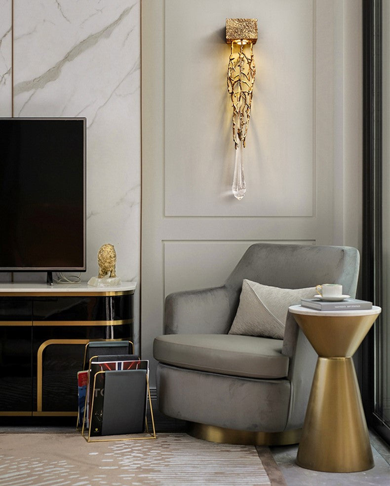 Jumilla | Creative LED Crystal Copper Wall Lamp, Copper, Warm Light