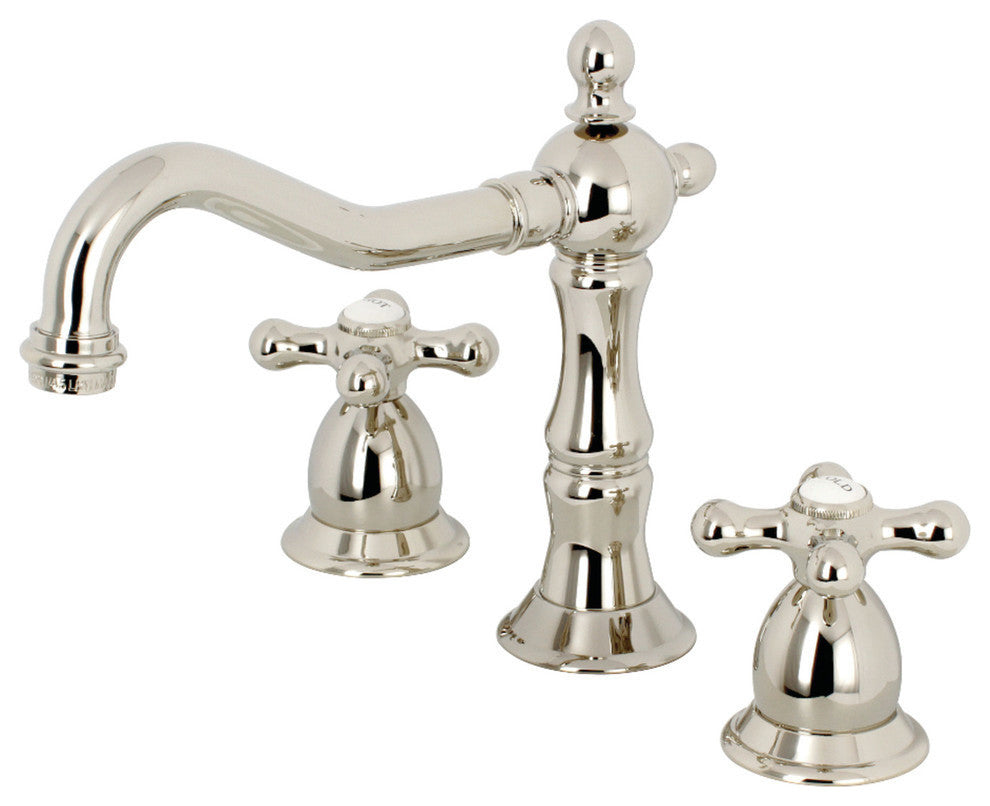Kingston Brass Widespread Bathroom Faucet With Brass Pop-Up, Polished Nickel