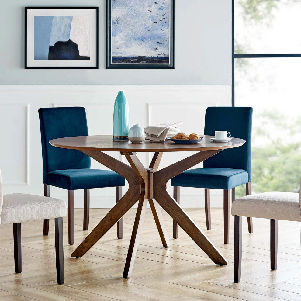 Crossroads 47" Round Wood Dining Table Walnut