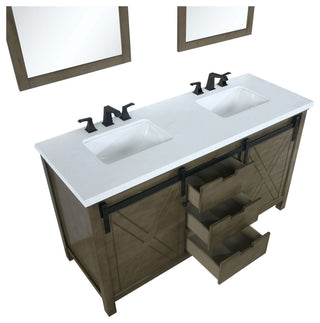 Marsyas Transitional Rustic Brown 60" Double Vanity Set